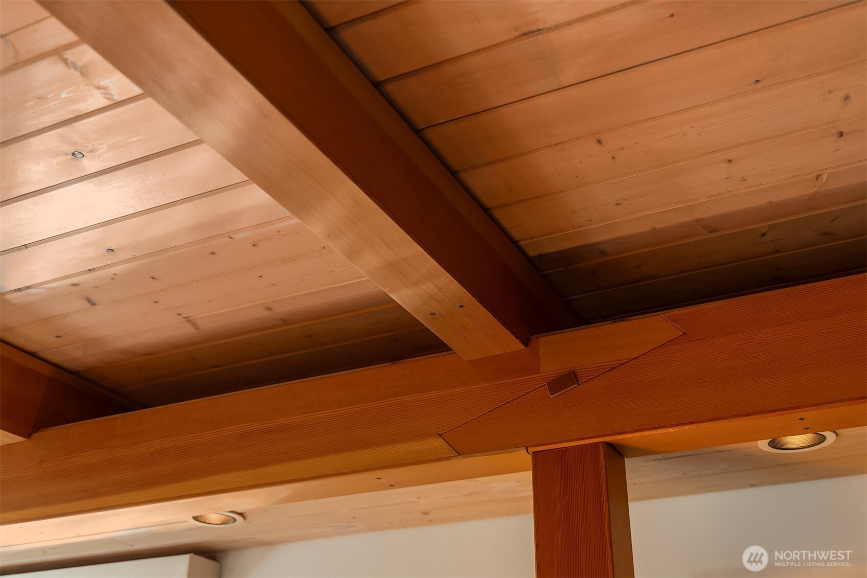 A detail shot of the ceiling joinery — a reminder that the craftsmanship here isn't just decorative, it's structural and built to last.