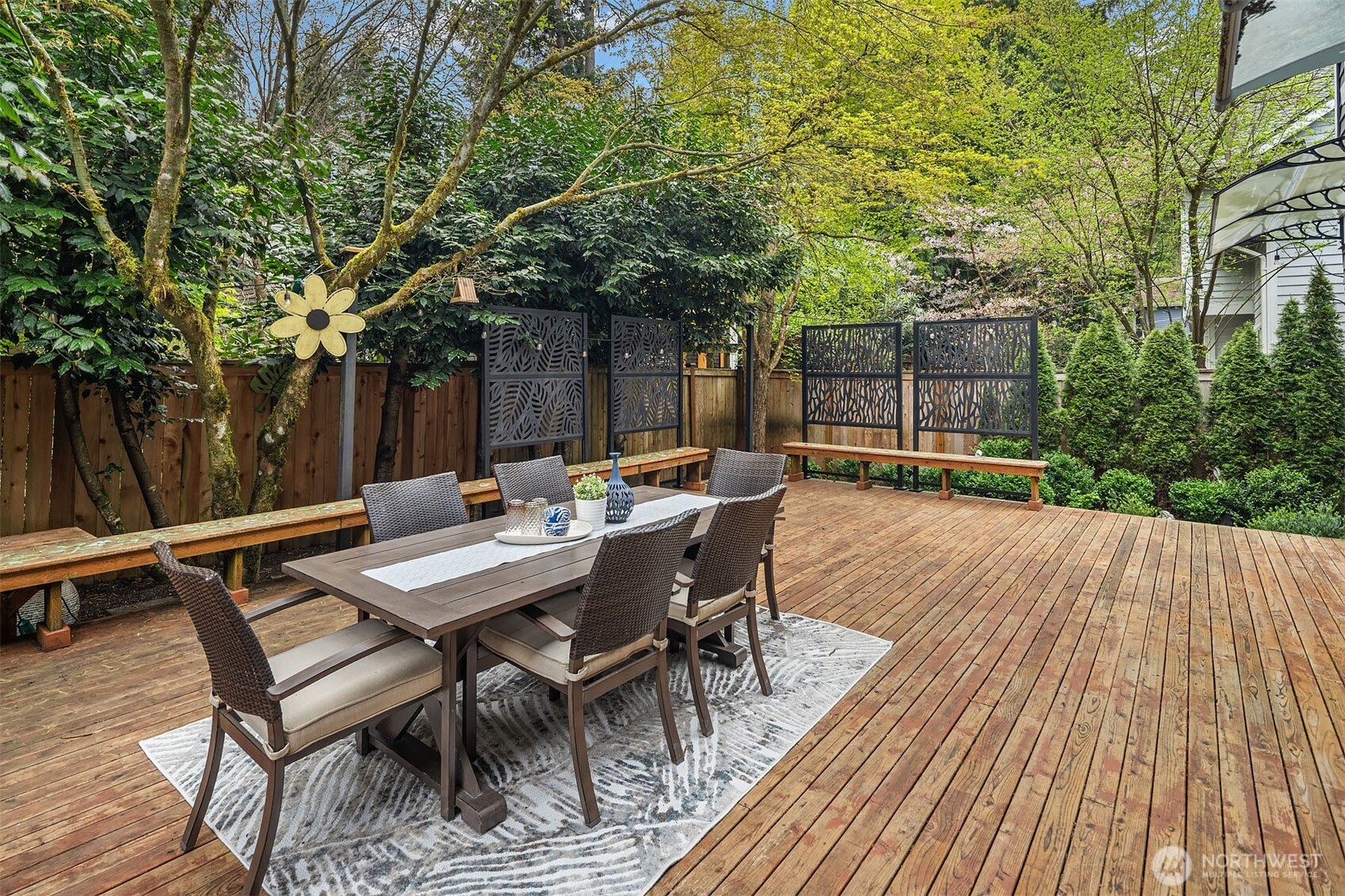 Seating throughout make this the ideal hangout in the summer!