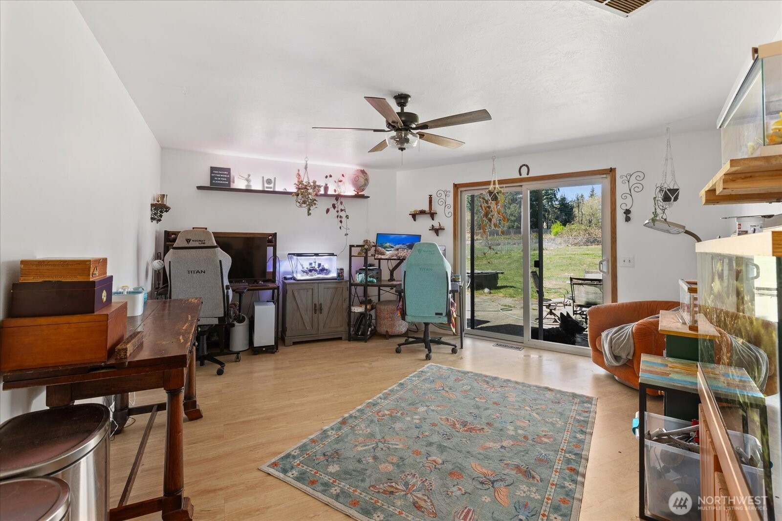 family room used as aquarium room/office