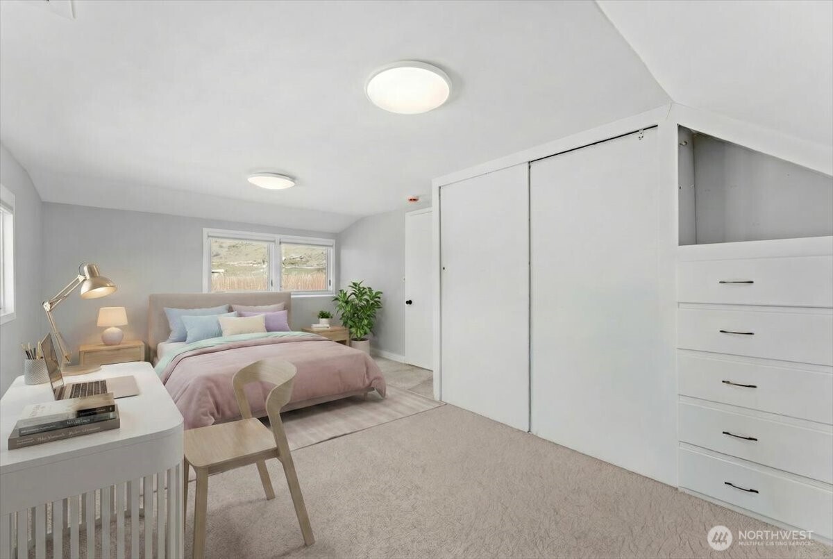 Upstairs bedroom staged.