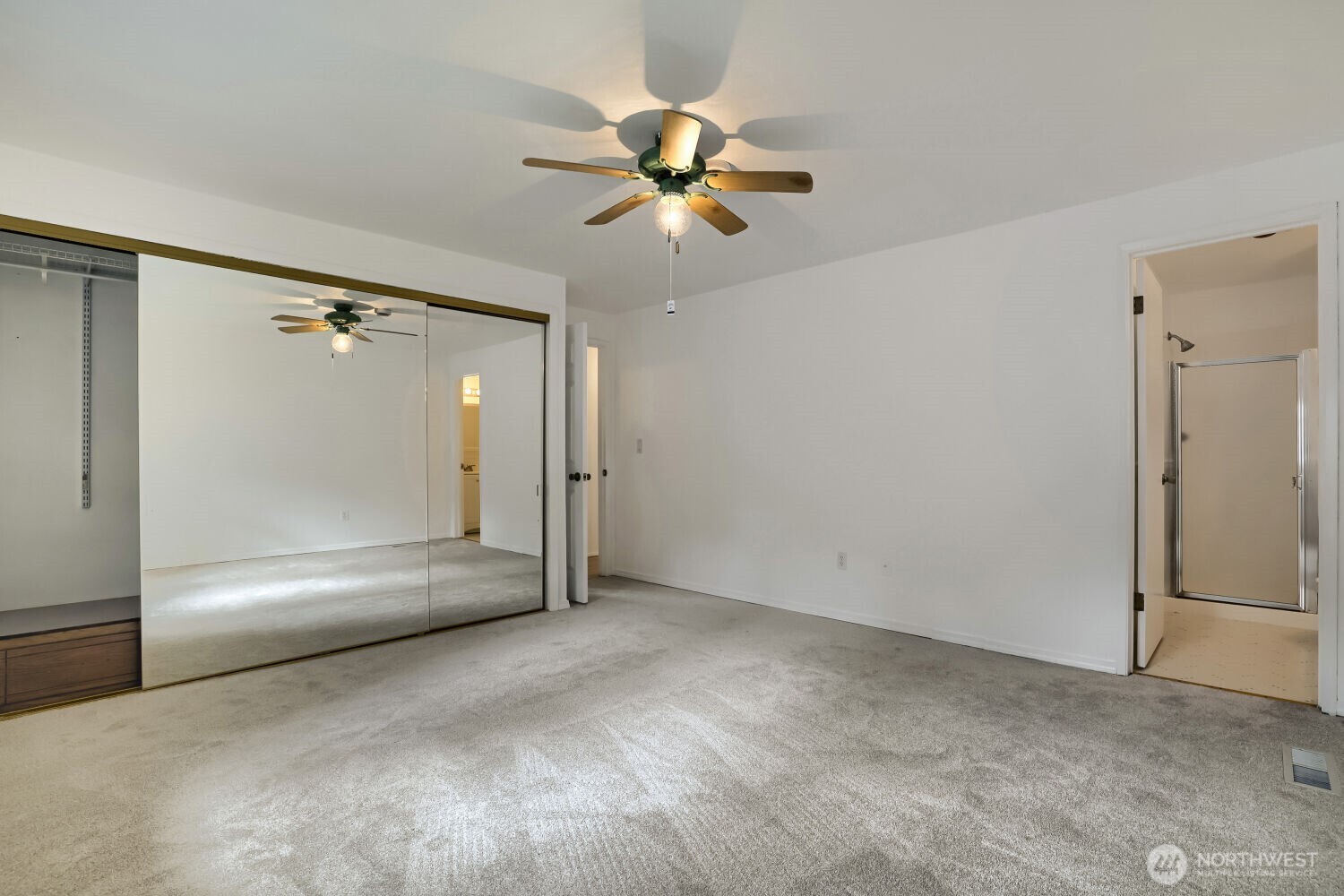 Primary bed with new carpeting