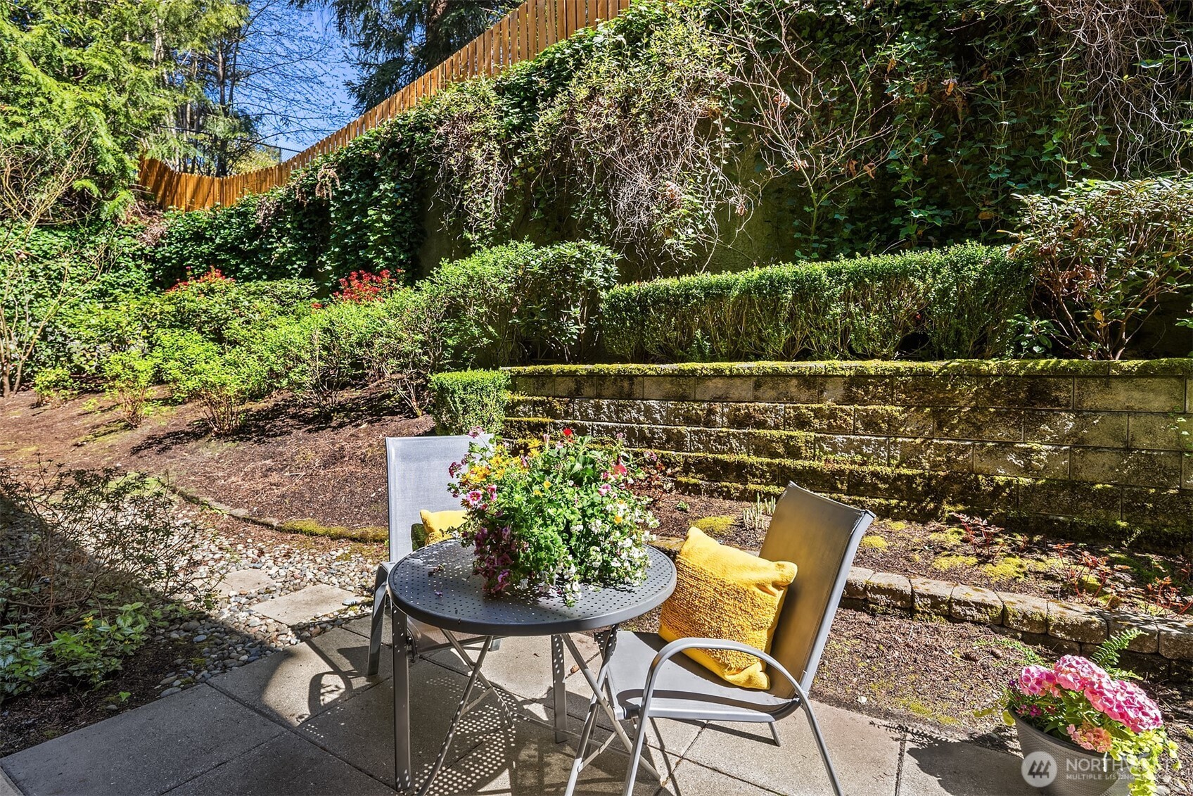 Sunny patio is a private place to enjoy nature