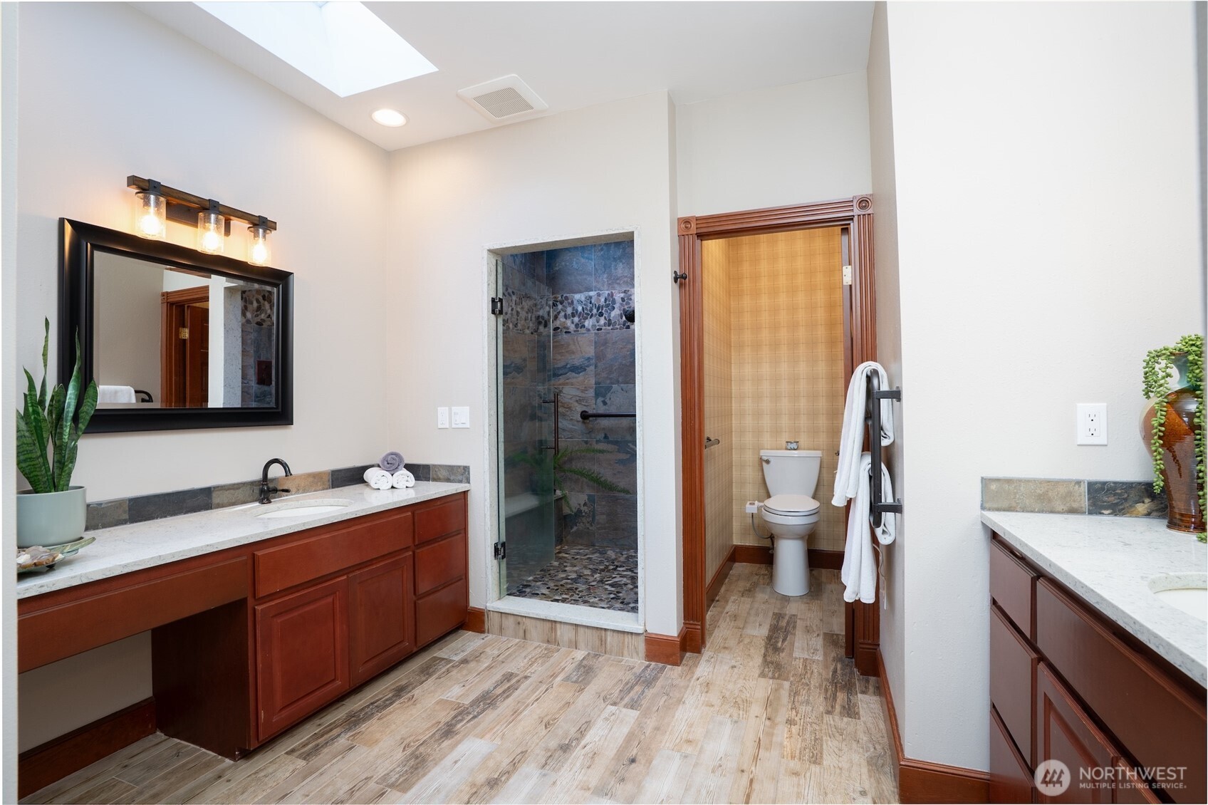 Master bath with stone shower