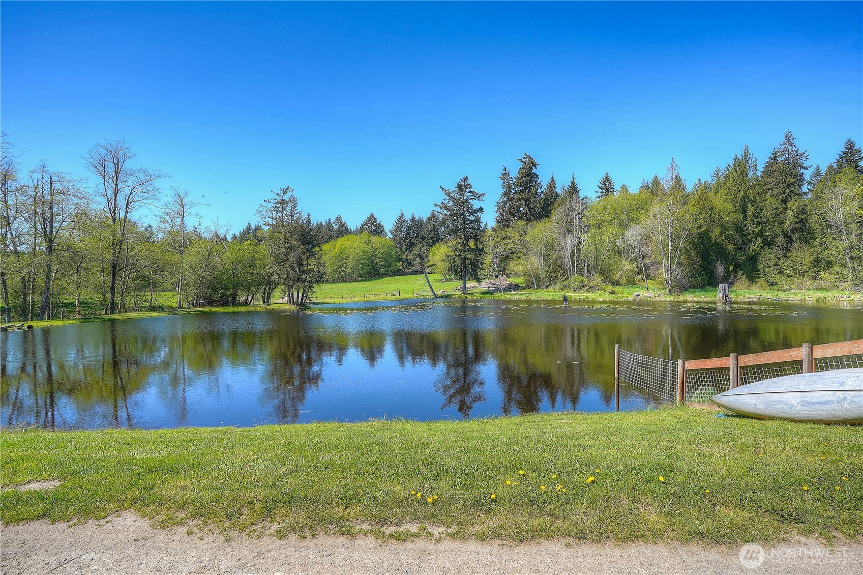 One of the 7 ponds spread out across this one of a kind property