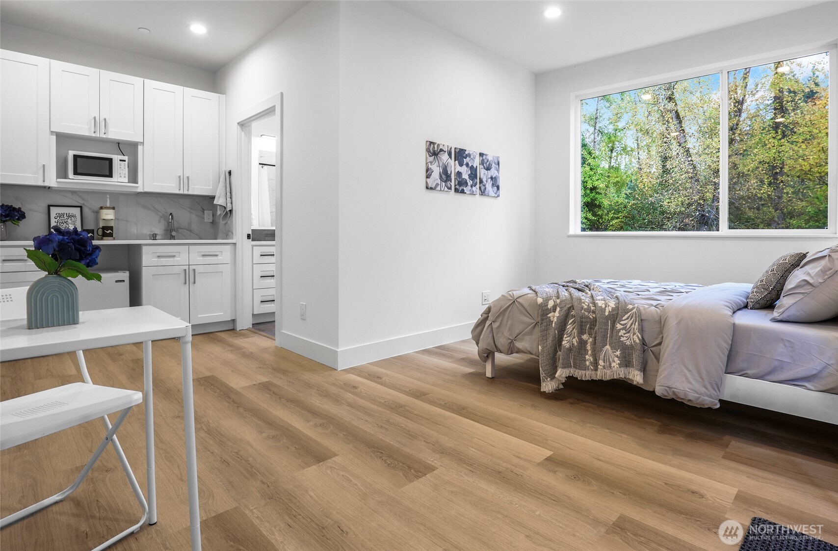 Private ground floor suite with attached bathroom and kitchenette.