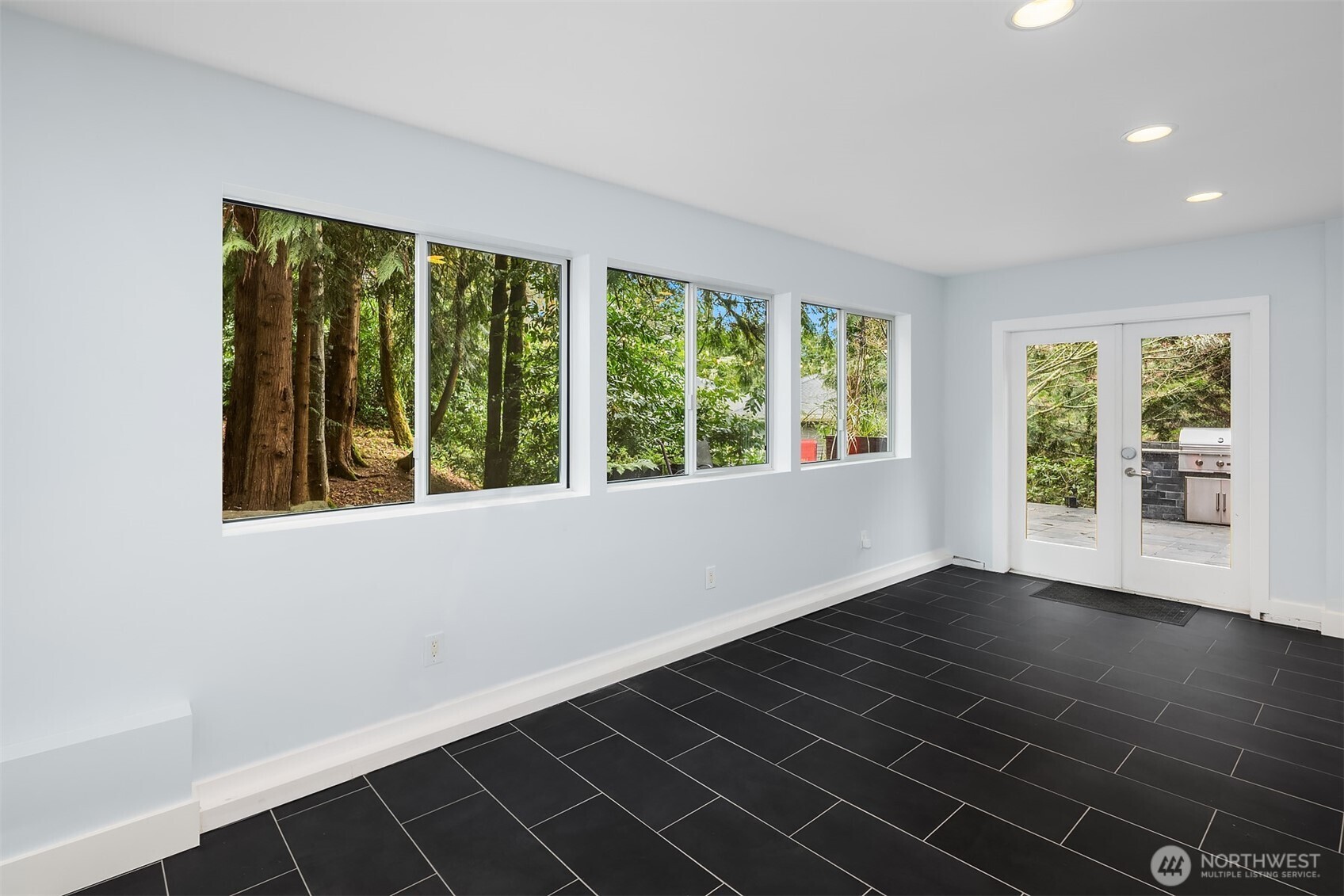 Flexible lower-level space for multiple uses.