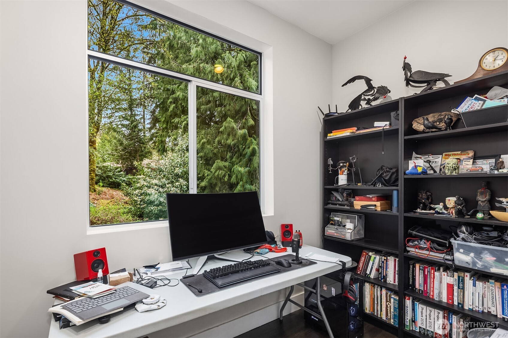 Media room designed for immersive viewing.