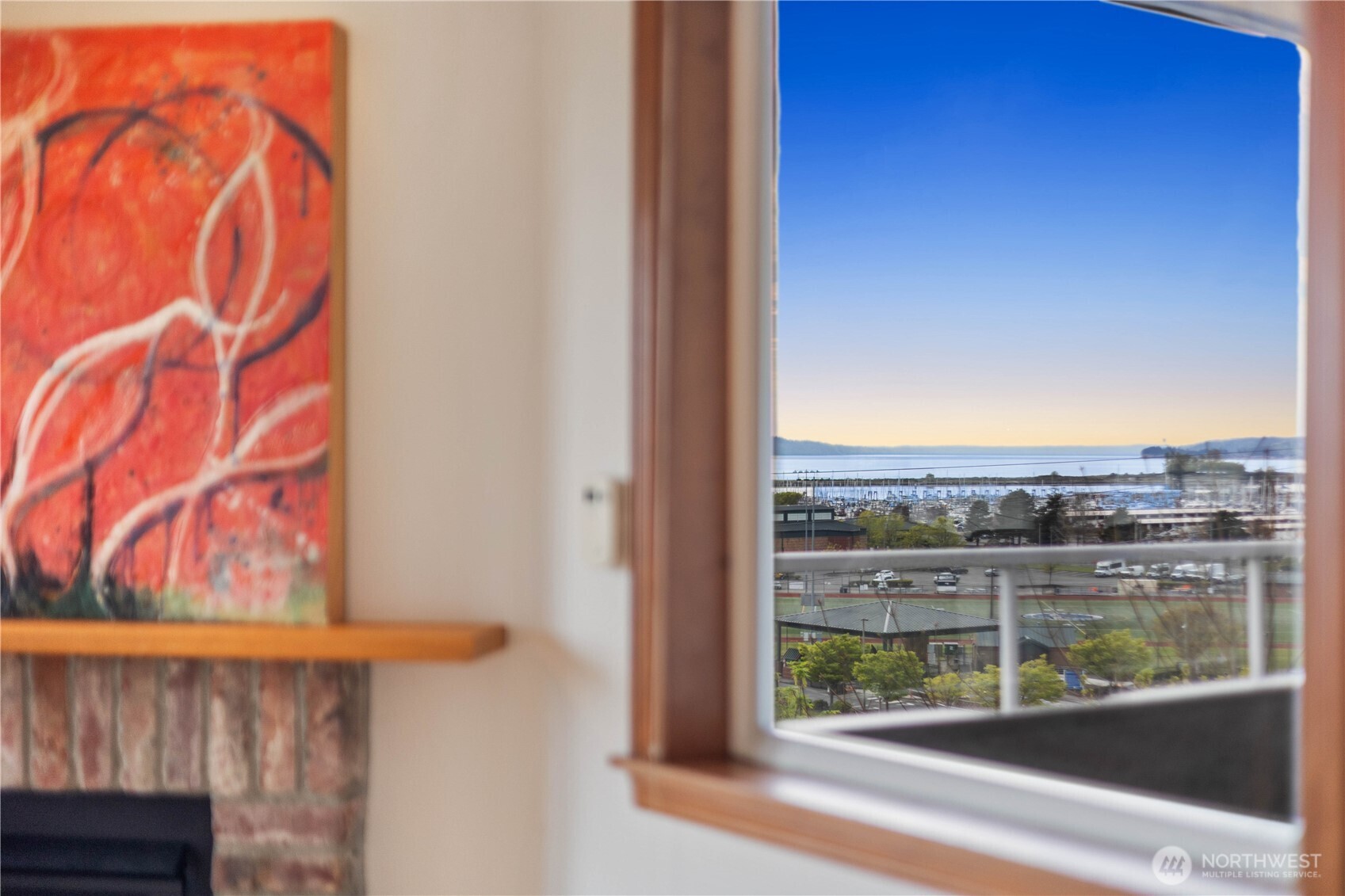 living room with window views