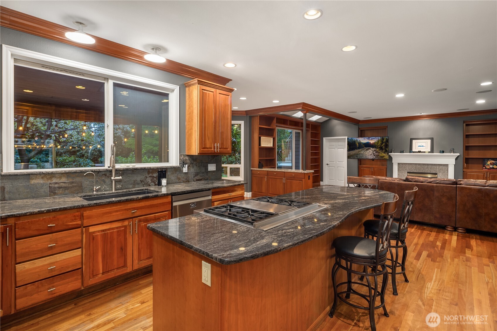 Polished granite counters