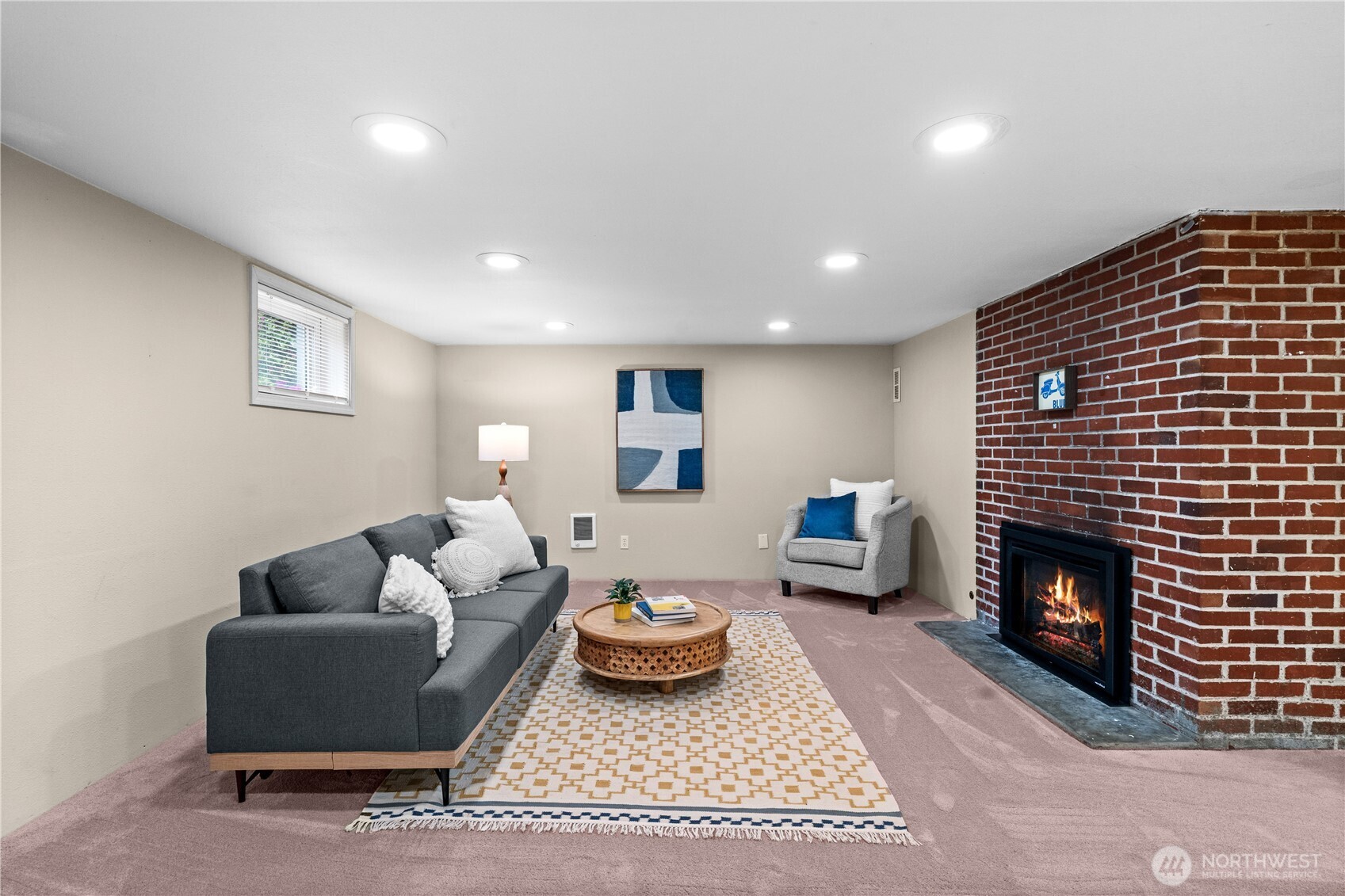 Living Room with Fireplace  (Lower Level)  4116 N Verde Street  Tacoma, WA 98407