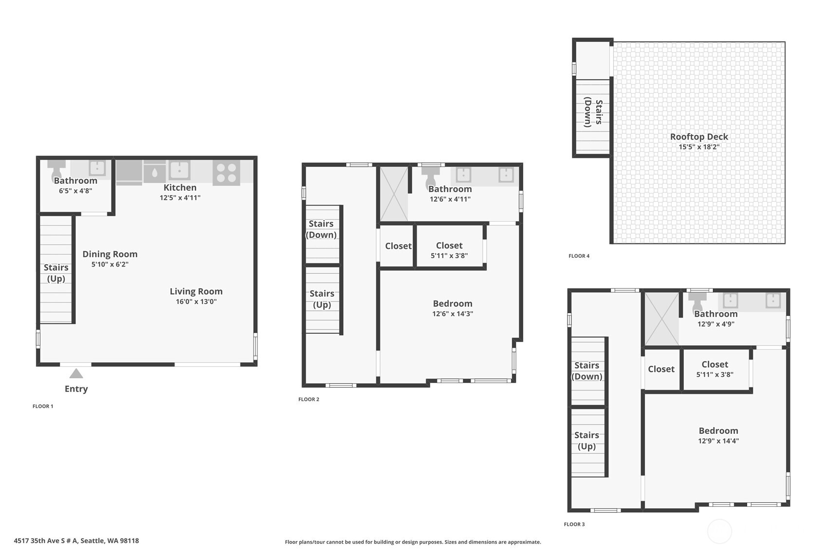 Floorplan for unit - 3 level homes with rooftop decks.  Quality Green-Built new construction