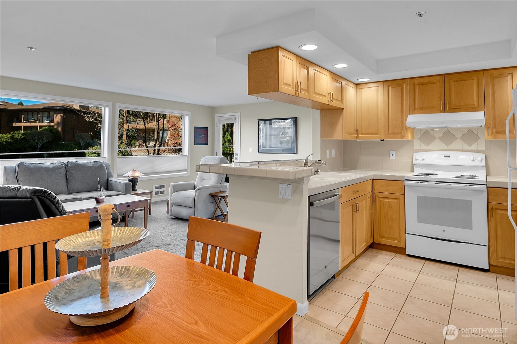 View of the living space from the dining area