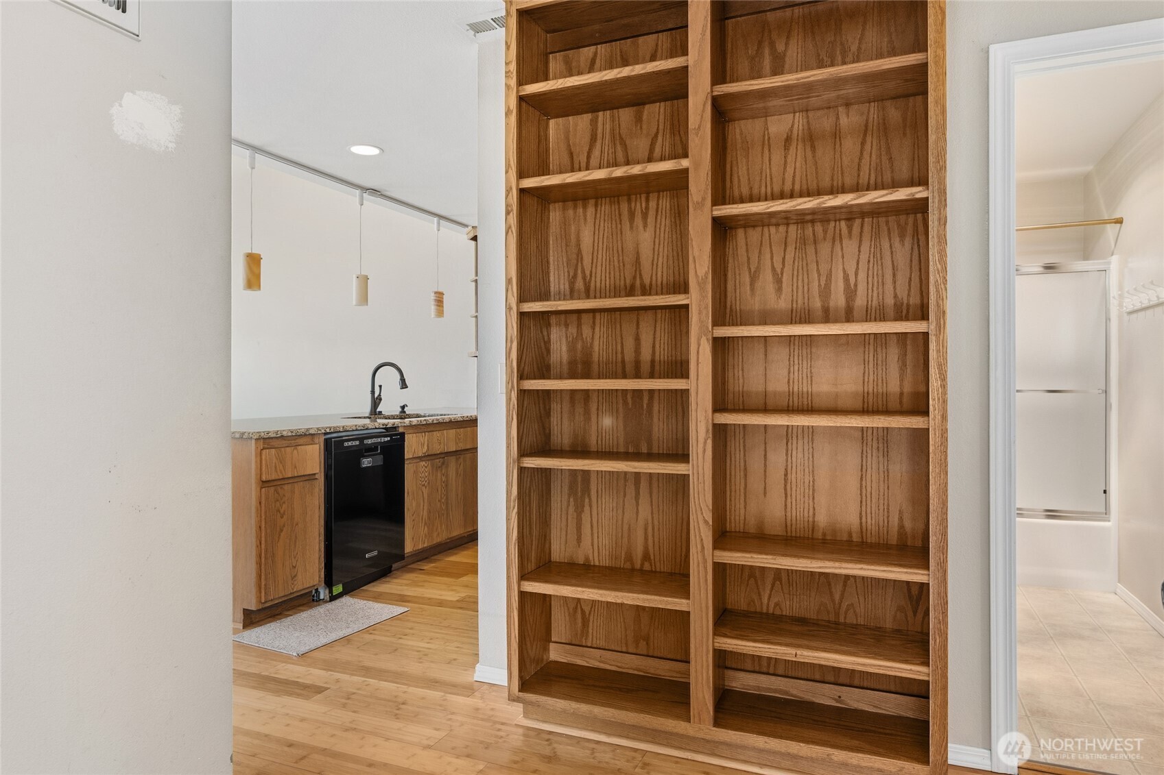 Built in bookcase in entryway
