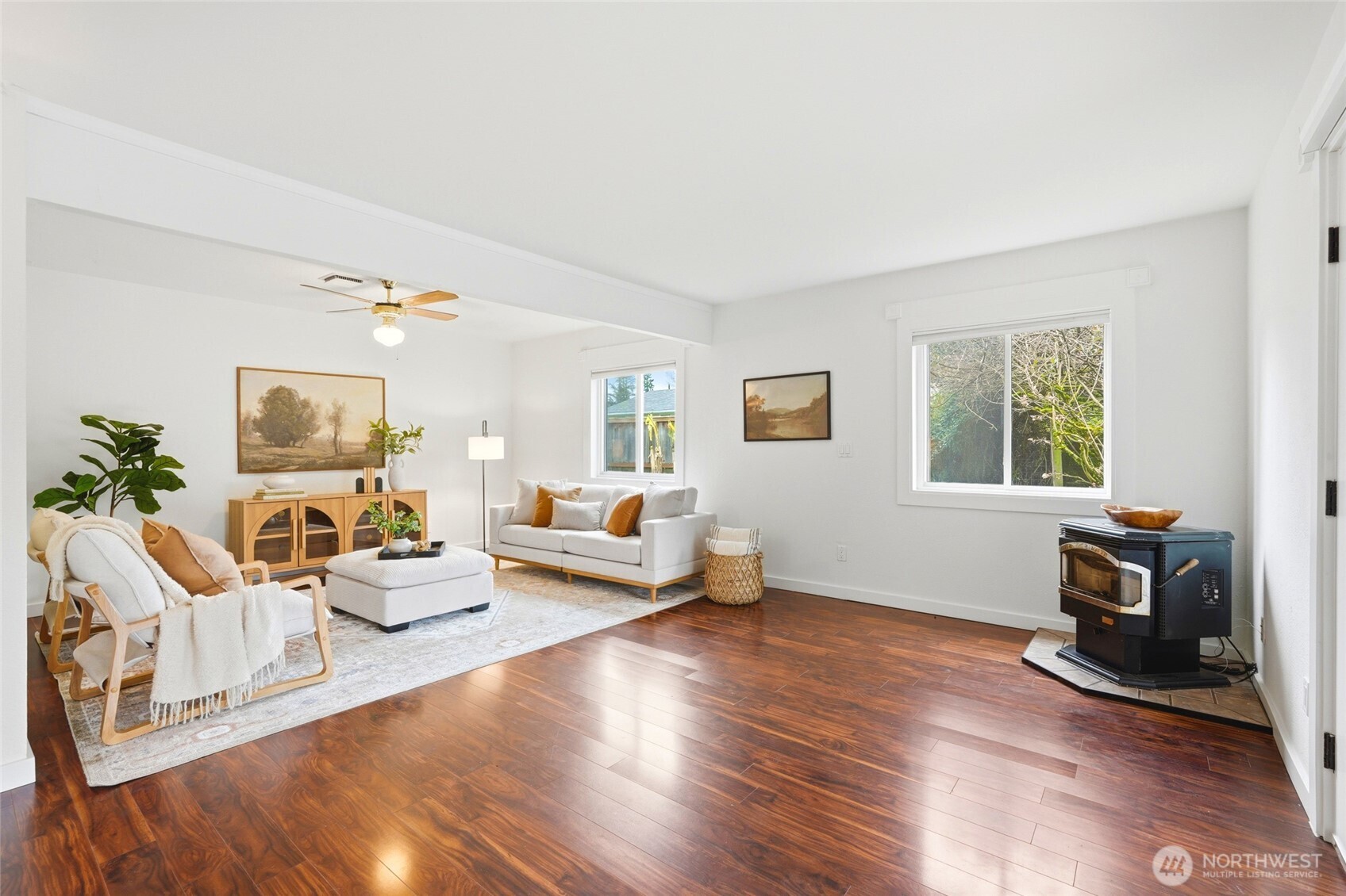 Pellet stove in the living area
