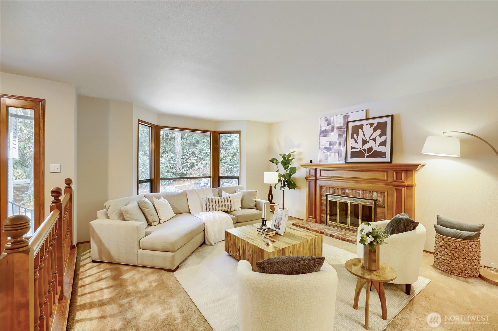 Living room with fireplace.
