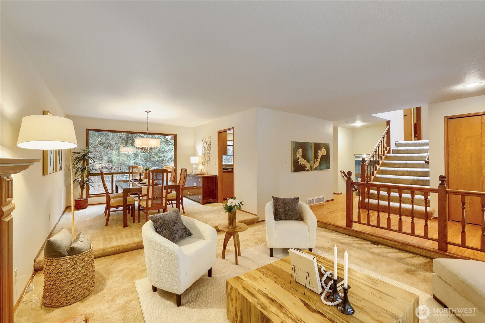 Living room and dining room