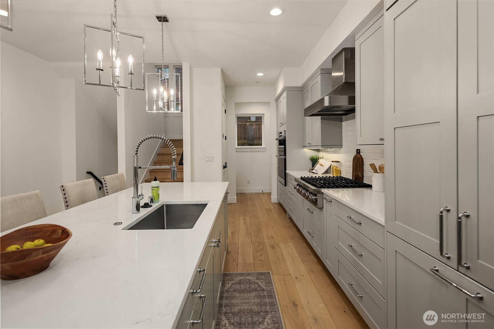Built-in refrigerator blends perfectly into the cabinetry, so pleasing to the eye.