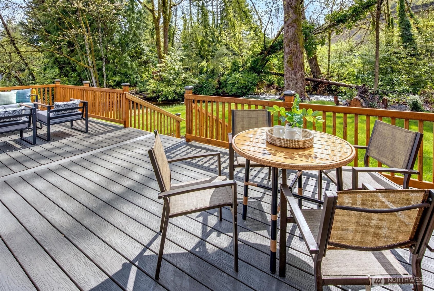 This backyard oasis backs to a serene, babbling creek that makes this outdoor space truly one of a kind.