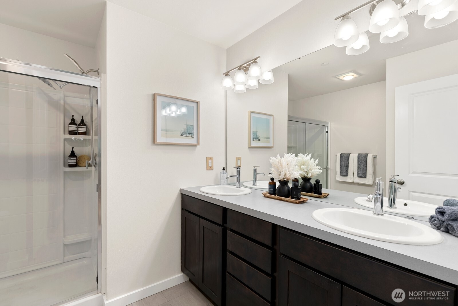 Spacious walk-in shower too!