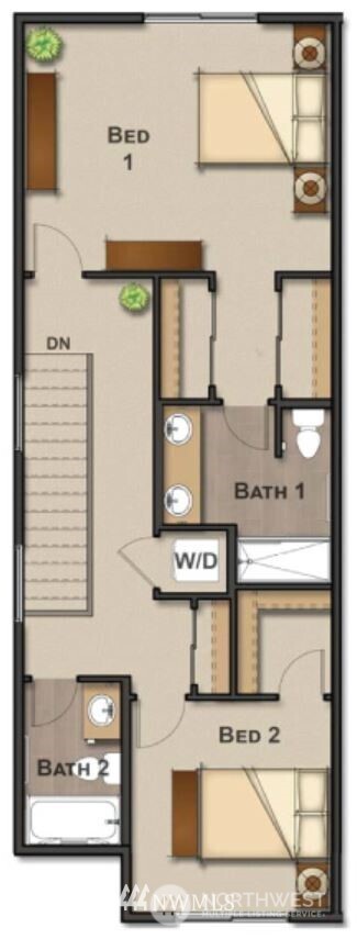 Upper level - floor plan example.