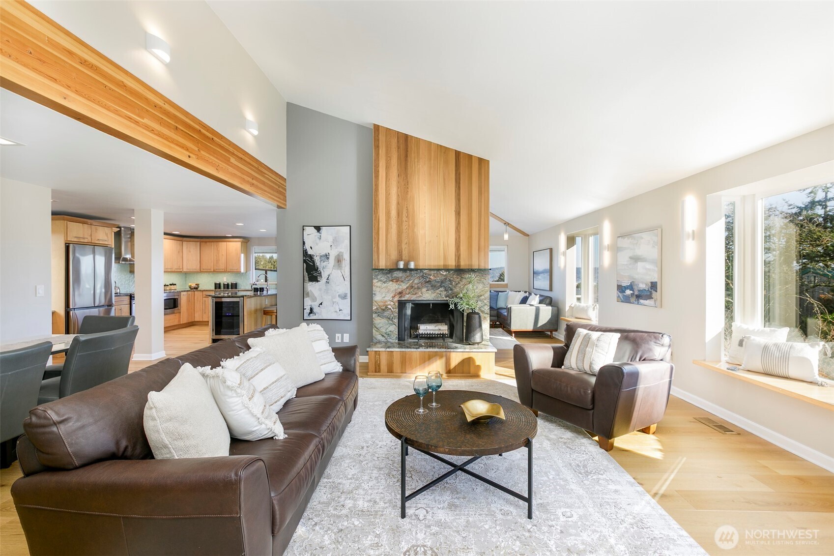 Living Room with Vaulted Ceilings