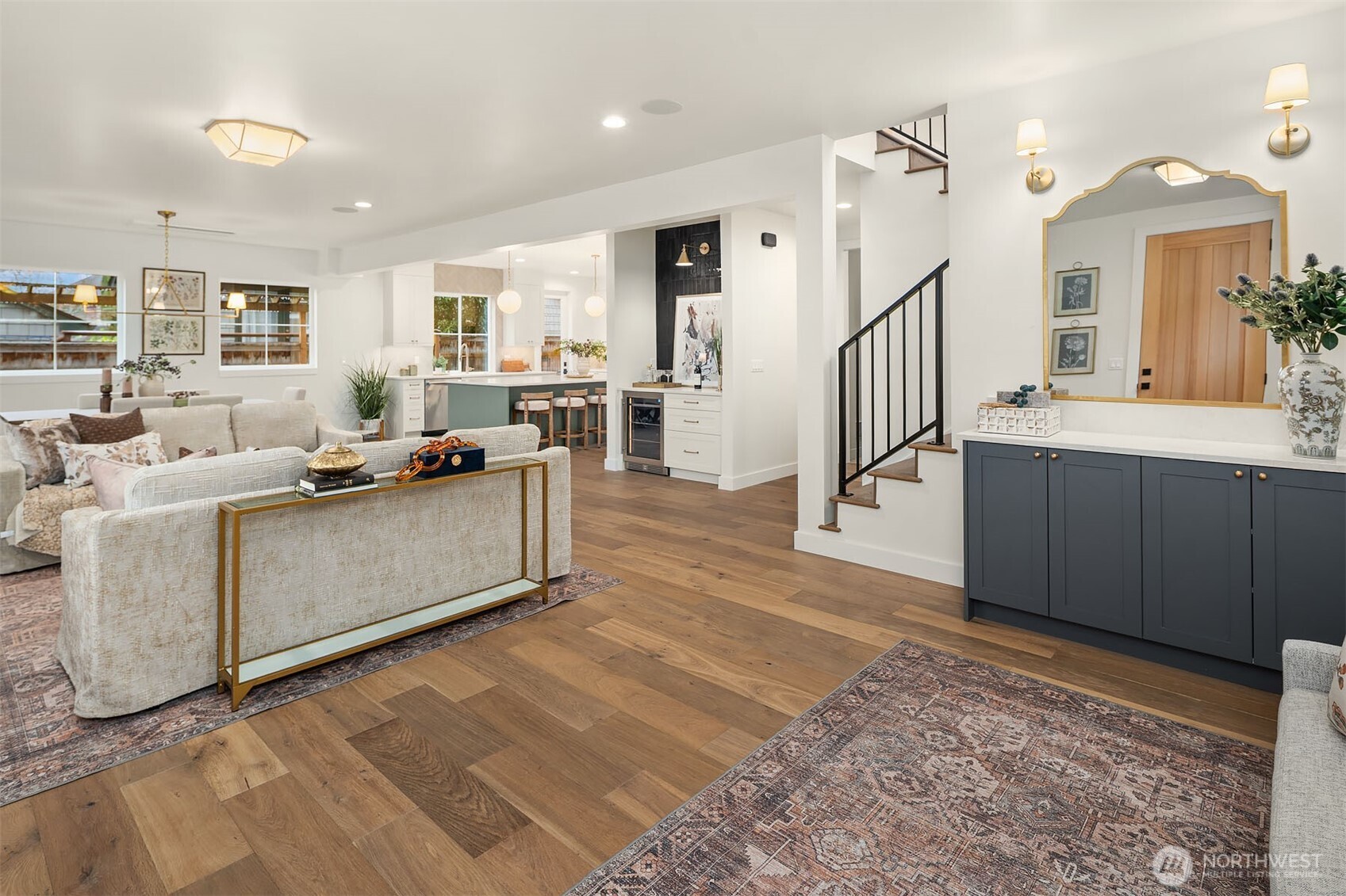 Entry built-in and sconces