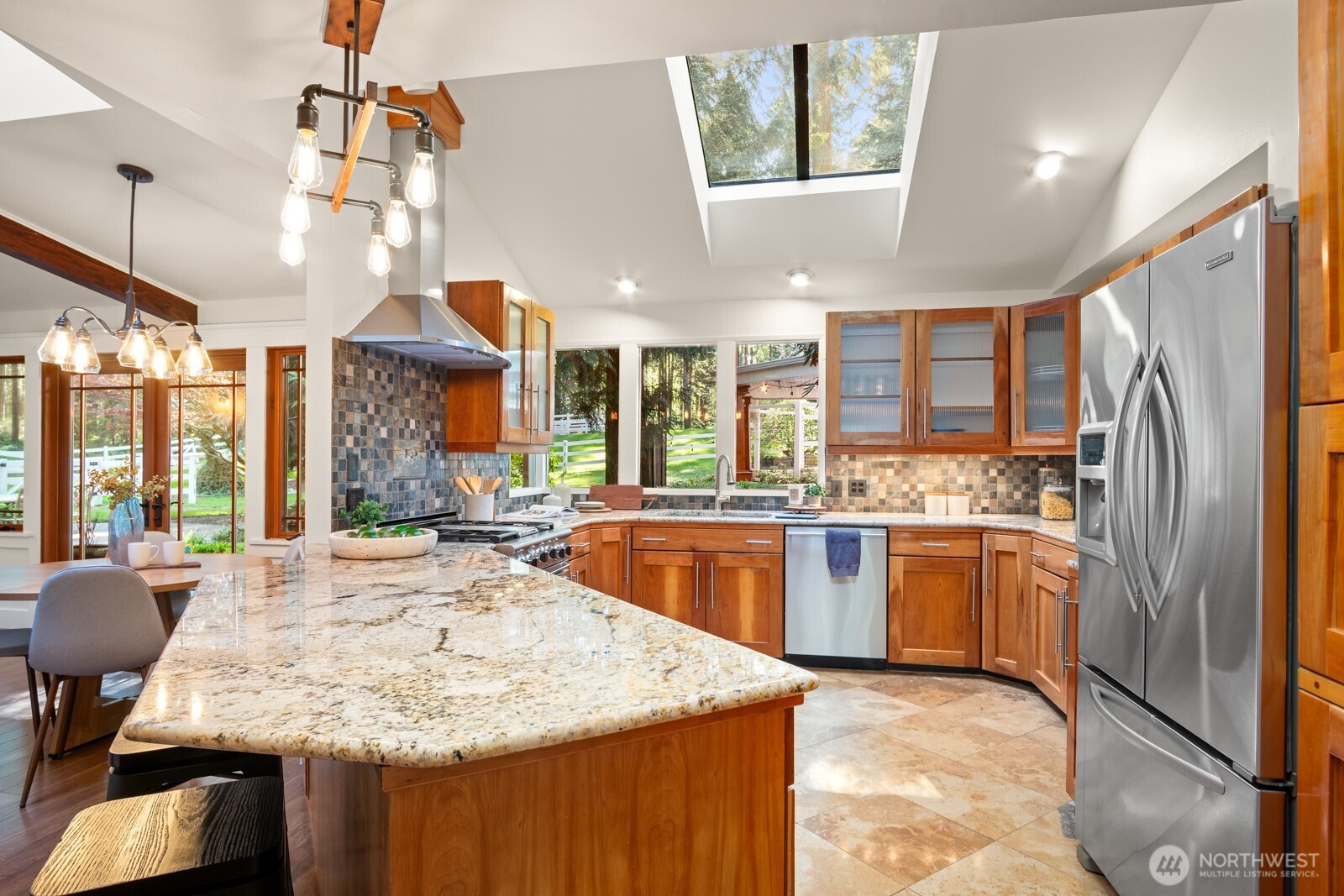 Kitchen with pasture views and custom cabinets