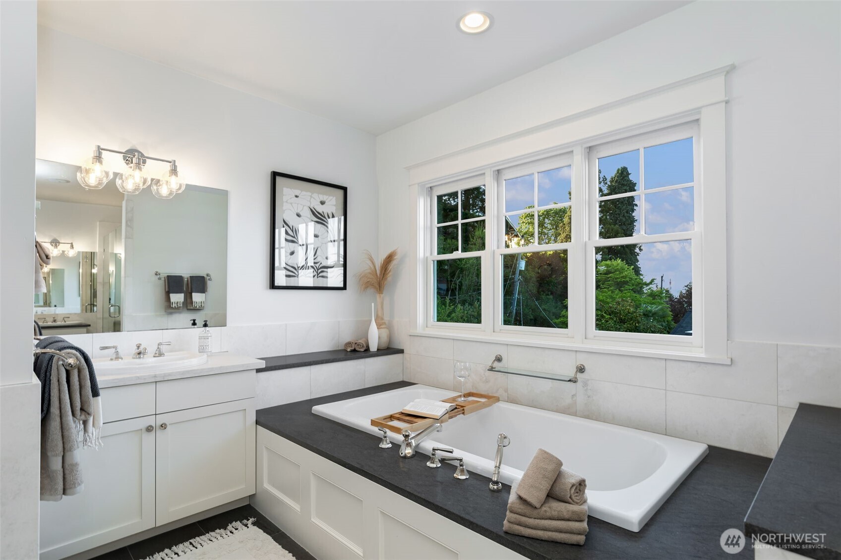 A gas fireplace and private terrace complete the package.