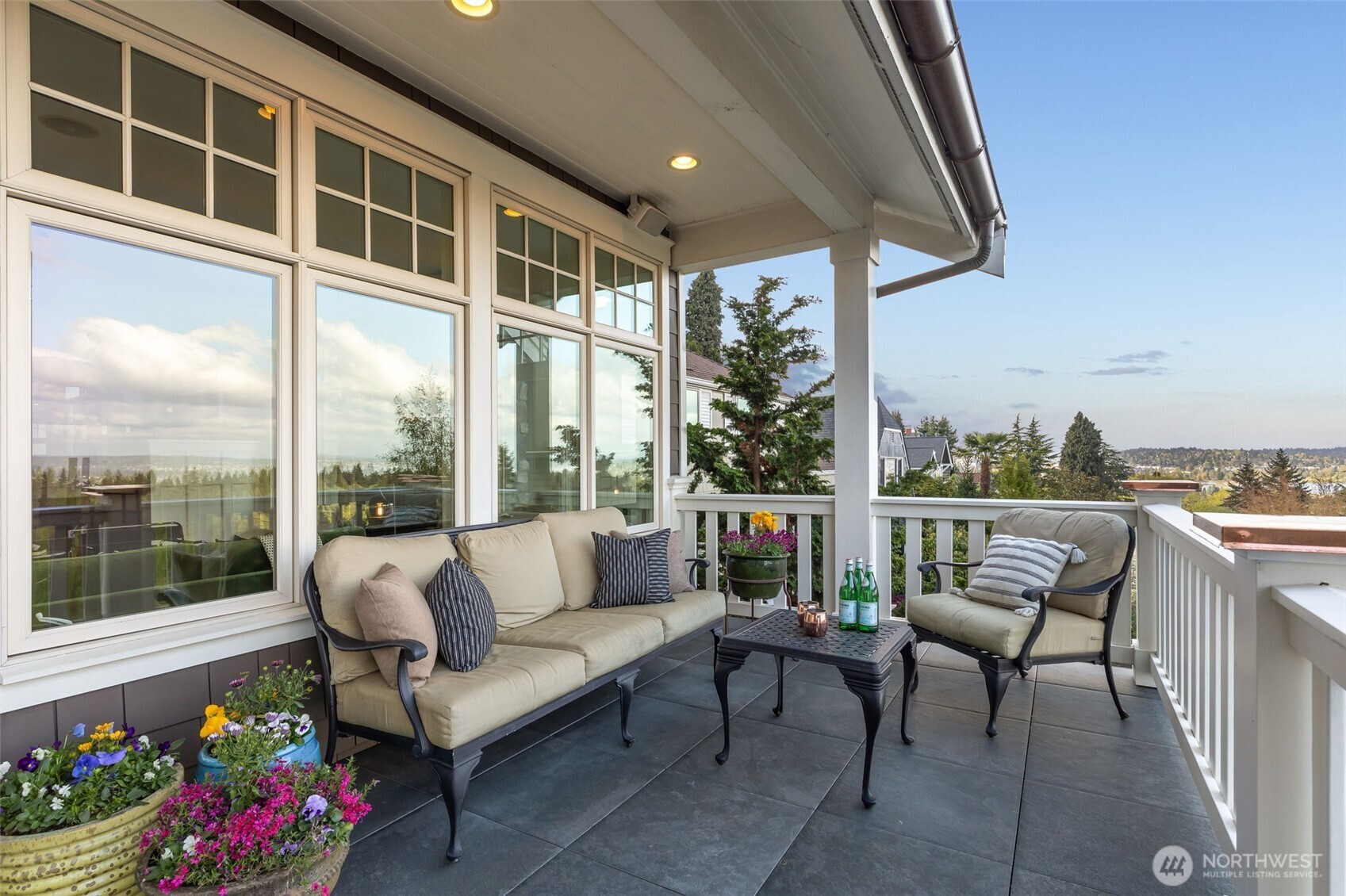 This fabulous terrace spans the entire length of the front of the house.