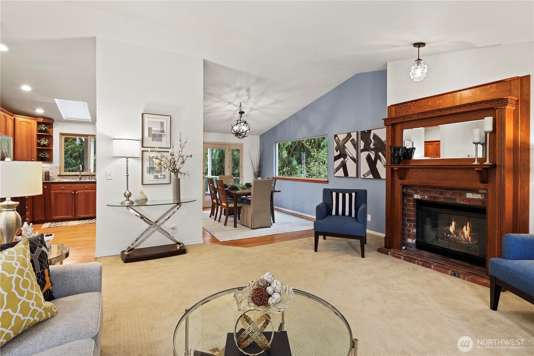 Living room opens to the dining space & kitchen
