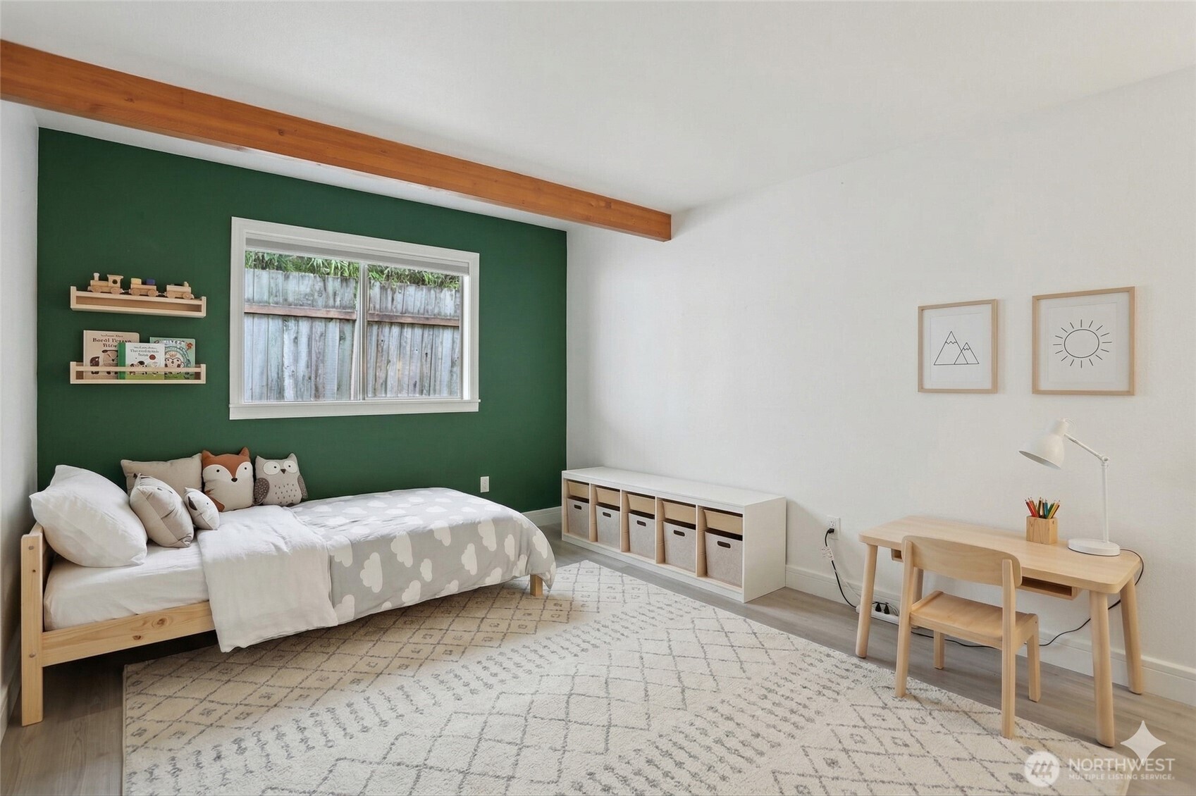 Main floor second bedroom. Virtually staged