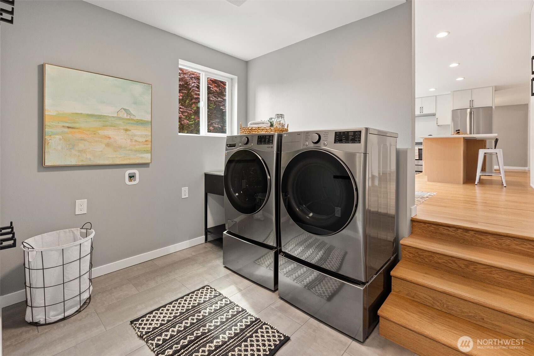 The redesigned laundry room offers ample working space.