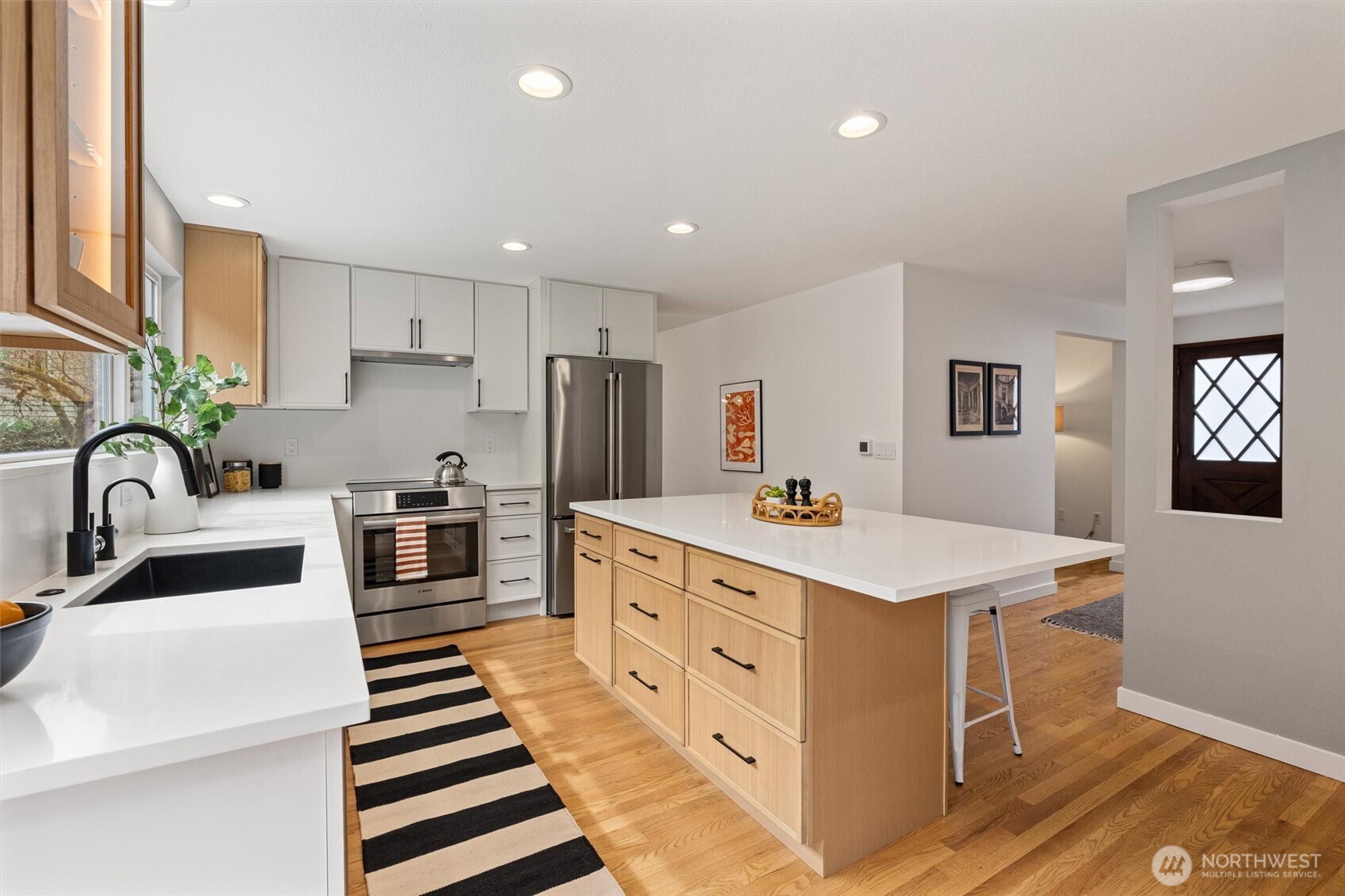 This remodeled kitchen is perfect for entertaining.