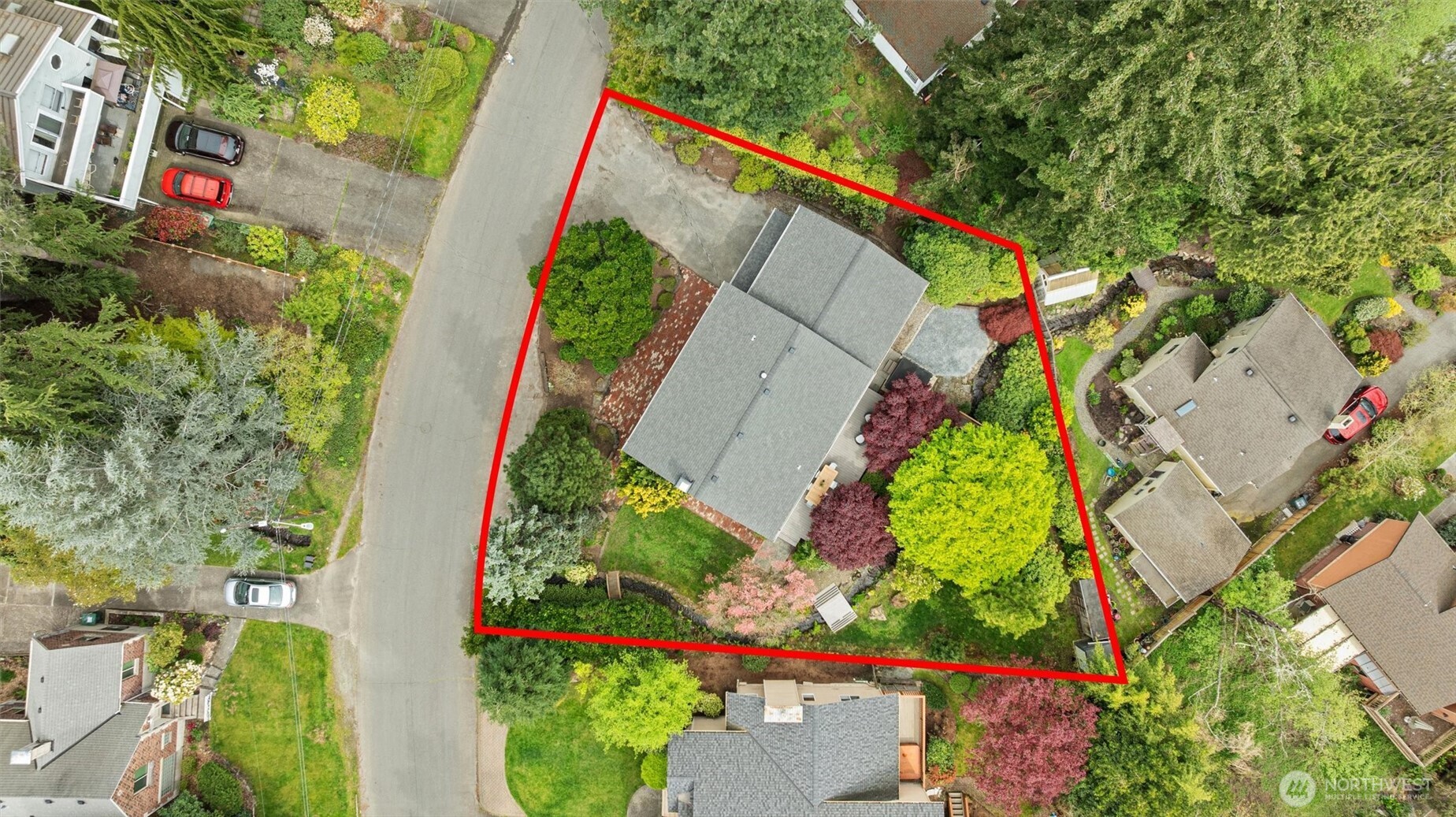 Mature landscaping provides shade on those hot days.