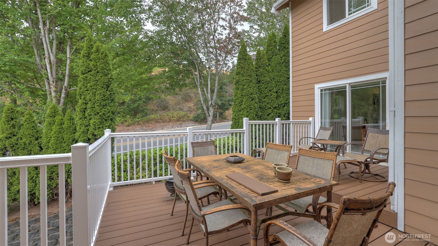 This large deck extends your living space outdoors, perfect for entertaining or quiet mornings.
