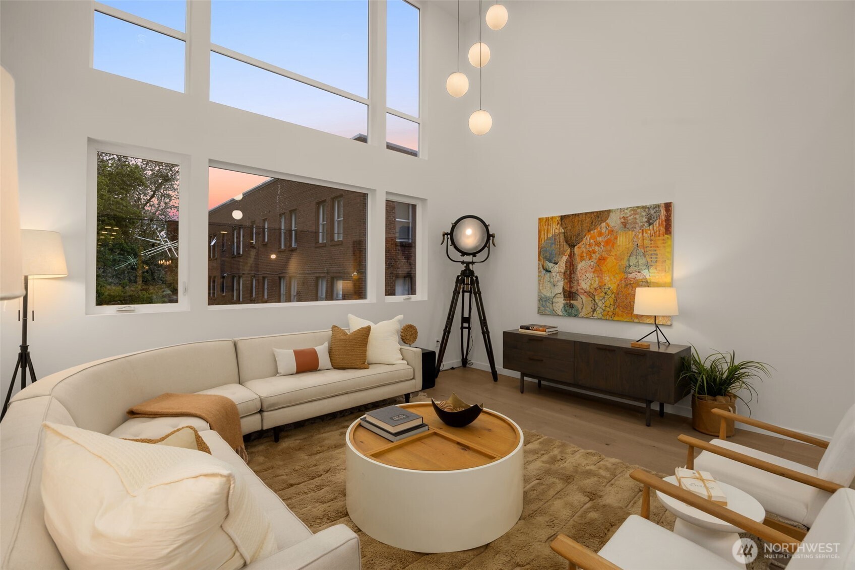 The living room was created with gathering in mind. Located on the second level of the home adding an additonal layer of privacy