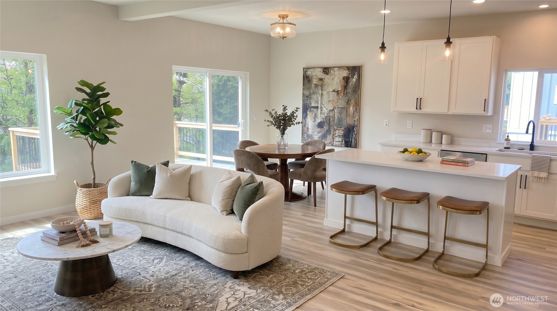 Kitchen & Great room Virtually staged