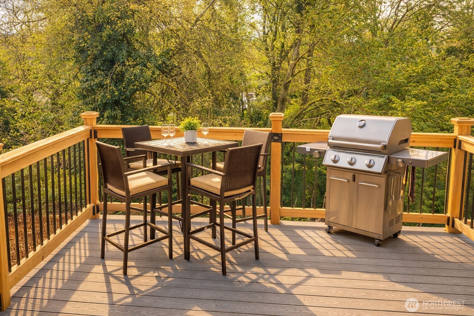 Patio off dining/kitchen area virtually staged