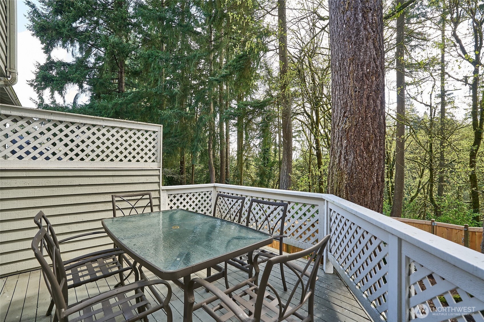 The back deck is easily accessible from the living room.