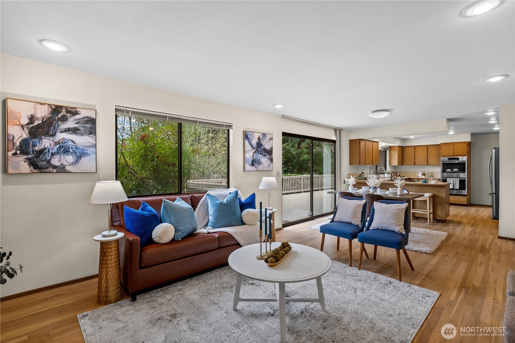 A spacious kitchen flows to a breakfast nook and segue to the comfortable family room - a great place to retire to after a long day.