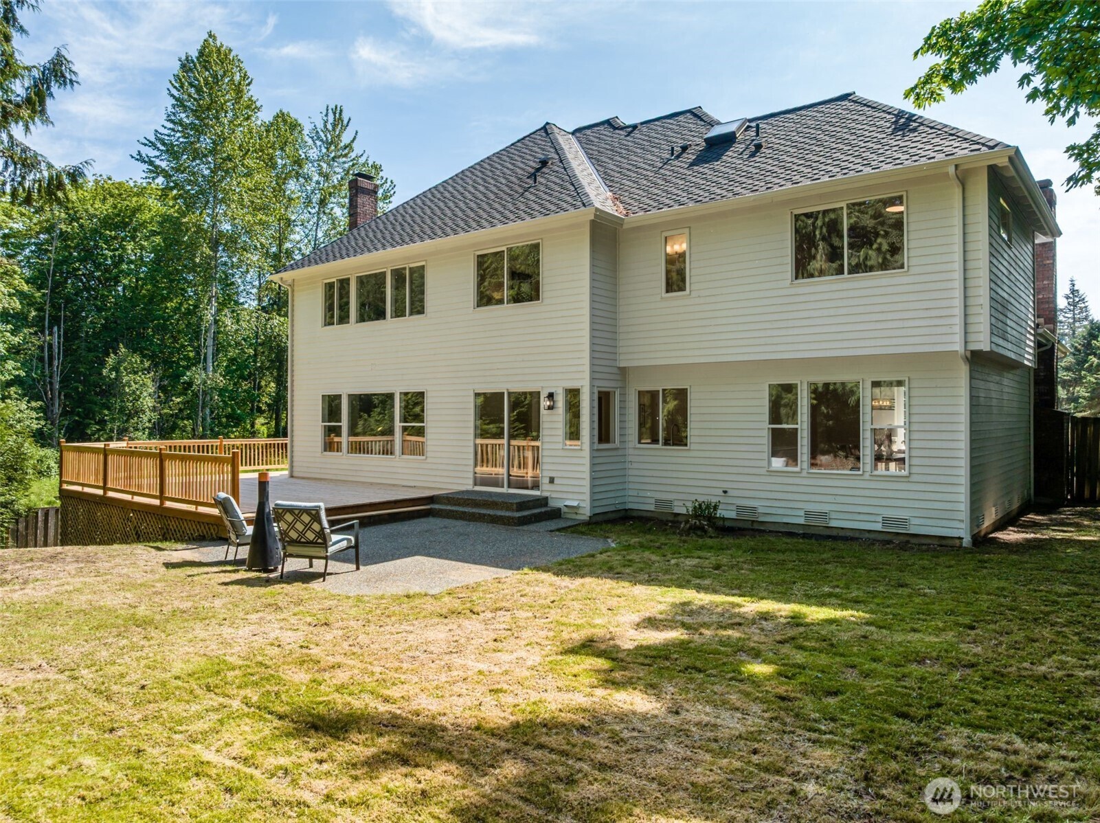 Another view of the backyard patio and deck.  Plenty of room to play and entertain.