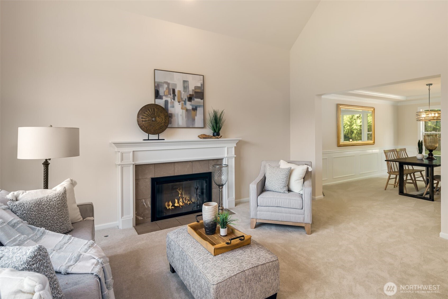 Spacious dining room with entry to the kitchen.