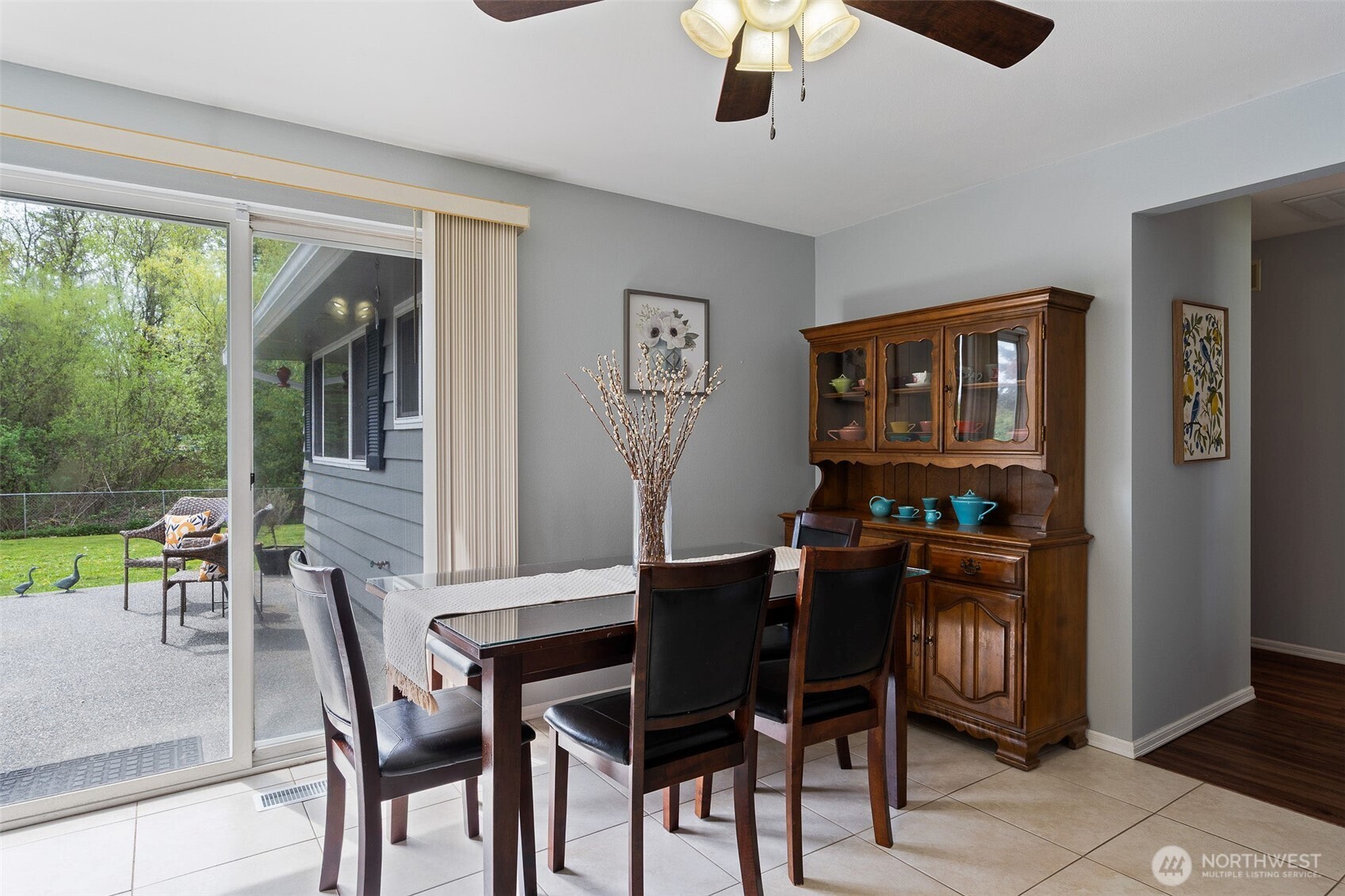 Dining area with slider door to the patio