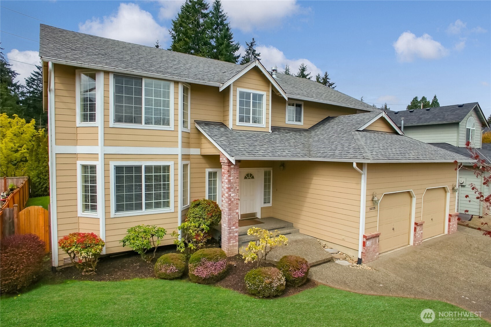 Virtual staged front lawn-yard been cleaned and seed recently