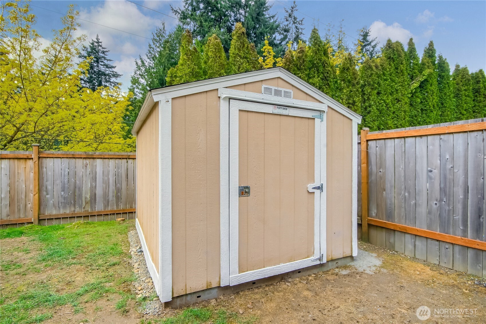 Storage shed in backyard stays