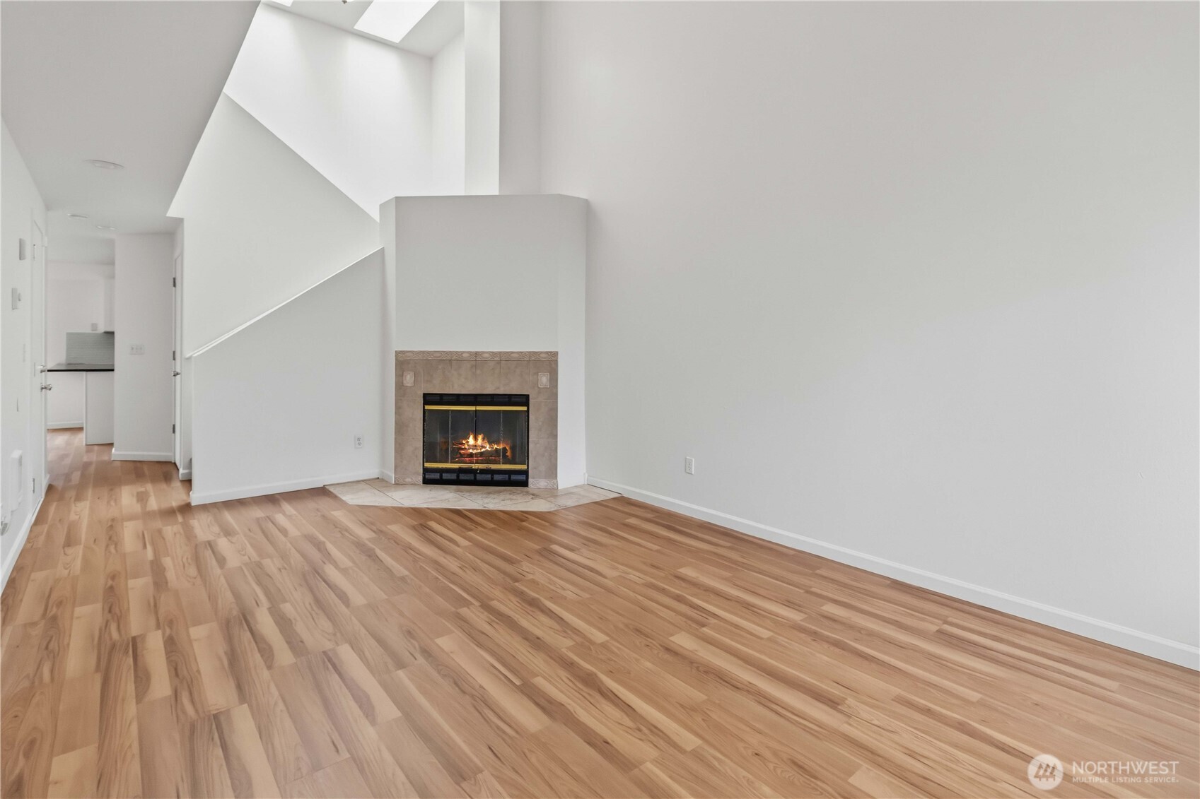 Living Room with Waulted Ceiling