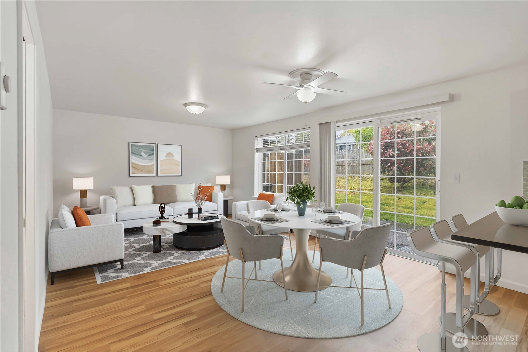 Virtual Staged- Dining area and family room
