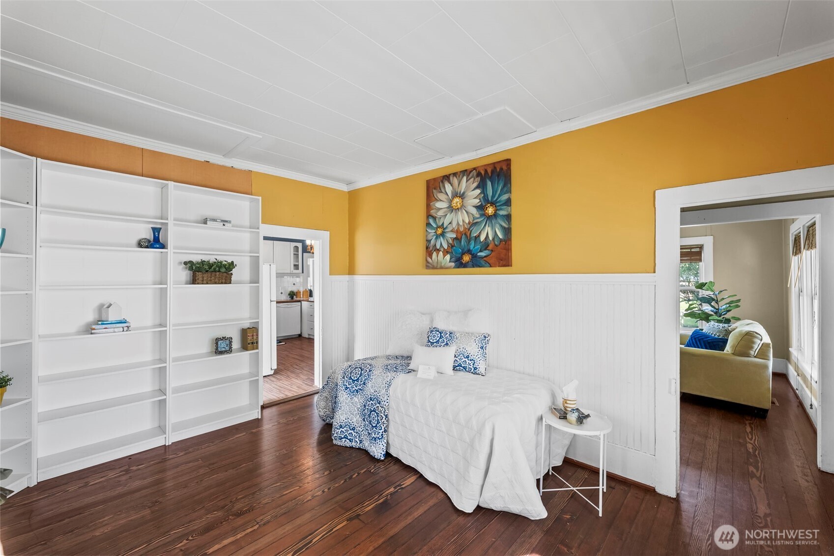 Beautiful room just left of the front door. Would work well as a main floor primary.