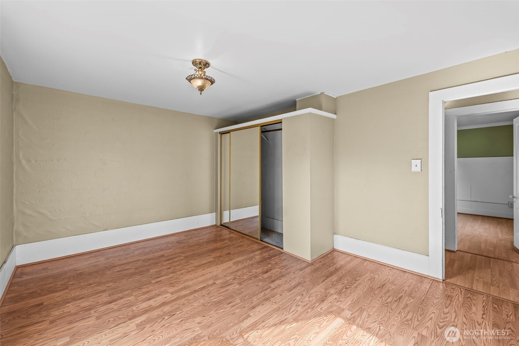 2nd bedroom to the right at the top of the stairs.