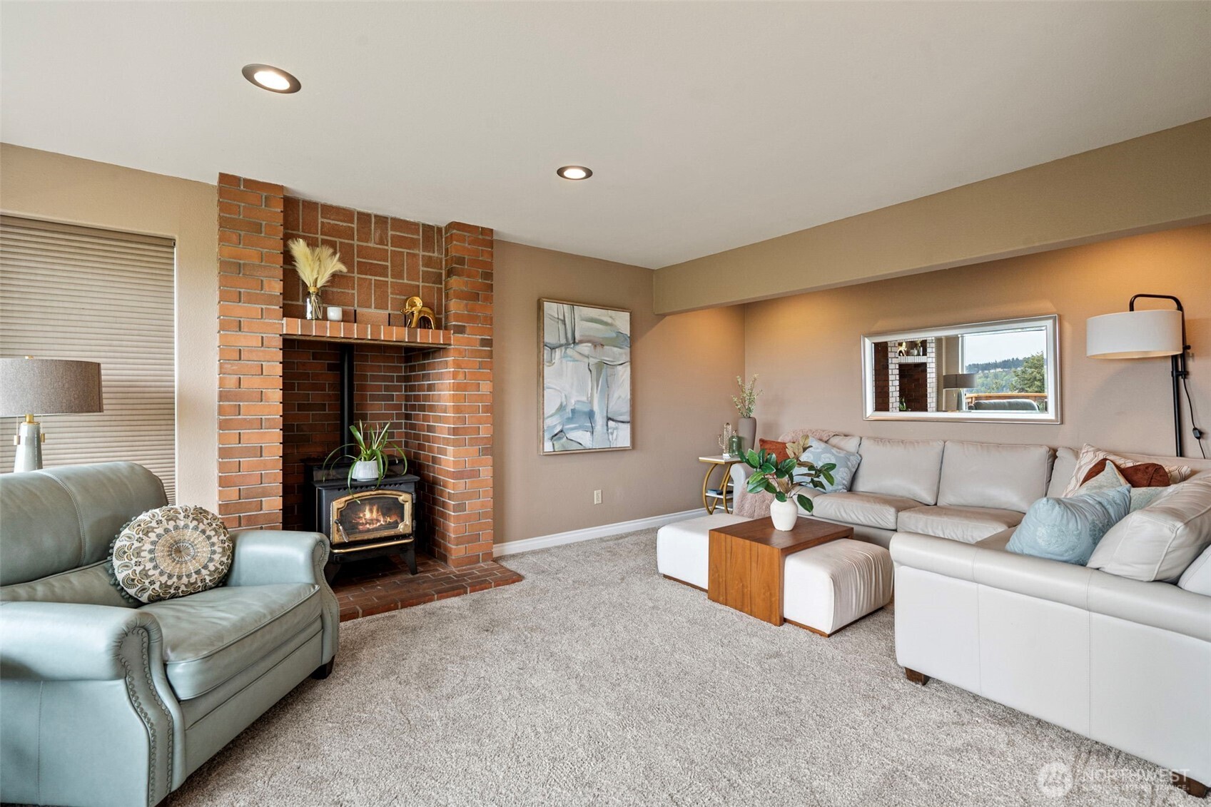 Great Room with inviting pellet stove